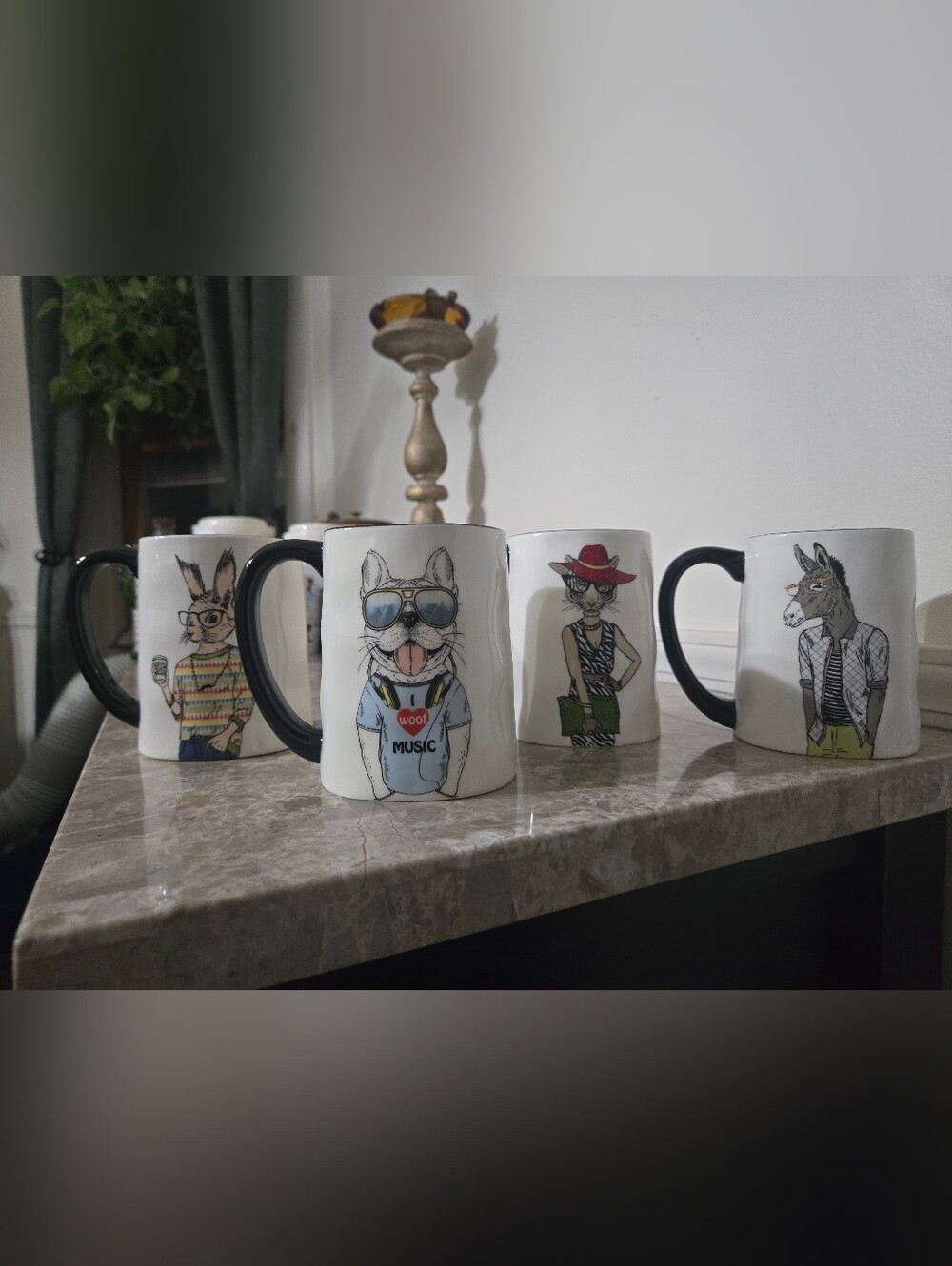 Hipster Animal Coffee Mugs - set of 4